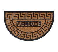 Qnhdfrt Zerbino semicircolare 45 x 75 cm in gomma robusta e fibra di cocco naturale come tappetino antisporco per porta di casa, corridoio e giardino nero marrone