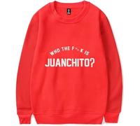 QNMGUN Leiva Who The FK Is Juanchito Tour Gigante Felpe Girocollo A Maniche Lunghe Ampie, Unisex, con Decorazioni Stampate,Rosso,XS