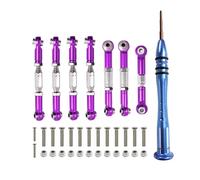 QOAKSDY Asta Sterzo RC per WLtoys 144001 124018 124019 Parti di Aggiornamento per Auto RC 1:14 Kit Tirante Sterzo Servo con Collegamento in Metallo con Cacciavite A Croce(Purple)