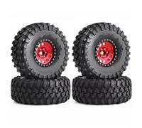 QOAKSDY Pneumatici RC per Axial per SCX10 per Wraith RR10 per Capra per Traxxas 1/10 RC Crawler Car 135mm Metallo 2. "Beadlock Wheel Rim Set di Pneumatici(Red)