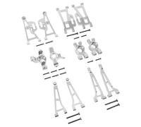 QOAKSDY RC Teile Compatibile con Hyper per Go per Mjx 14210-09 H14BM Tazza Sterzo Bracci Sospensioni Anteriori Posteriori Superiori Inferiori Mozzi Posteriori Parti Auto RC 1/14(Silver)