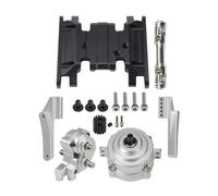 QOAKSDY RC Teile Compatibile con SCX10 II 90046 1/10 RC Car Crawler per Aggiornamento Telaio Motore Anteriore Riduttore Epicicloidale Caso di Trasferimento Piastra Paramotore Trasmissione(Silver)