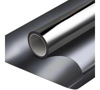 Qobobo Pellicola Specchio per Vetri Finestre Oscurante Adesiva Privacy 90 x 200 cm - Isolamento Termico, Satinata, Anti UV - Argento Nero