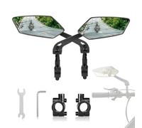 Qobobo Specchietto Bici 2 Pezzi Specchietti Retrovisore Bici in vetro HD Antigraffio 360° Regolabile Specchietto bici per manubrio 22-25 mm per Bicicletta Monopattino Elettrica MTB Escooter Corsa
