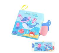 QOCUILC Libro di Stoffa per Neonati,Serie Marine Libro Sensoriale, ideale per neonati e bambini piccoli, stimola i sensi e rende il divertente e interattivo per Bambini 0-12 Mesi, Regalo Perfetto