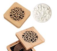 QOCUILC Pietra diffondente con scatola in legno,Aroma Stone, Mini Scatola Portatile per Aromaterapia - Set Elegante e Pratico per Casa, Ufficio e Auto