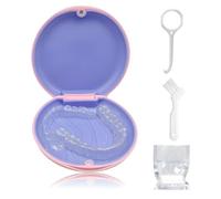 QOCUILC Scatola per parentesi graffe, compatibile custodia con strumenti di prelievo & Aligner Chewies& Spazzola, scomparto interno rimovibile in silicone (rosa)