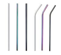 QOCUILC Set di Cannucce Riutilizzabili - 6 Pezzi con Completo di 2 spazzole. Include 3 cannucce dritte e 3 curve, per un uso sostenibile e versatile.ideali per cocktail, frappè, succhi e tea