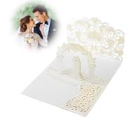QOEIJEX 1 Pezzo Biglietto d'Auguri Pop-Up 3D, Biglietto di Auguri di San Valentino, Biglietto d'Auguri Matrimonio Nozze Anniversari Biglietto, Valentines Day Compleanno Inviti(Bianco Latte)