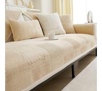 QOEUIUJ Coperta for Divano Fuzzy Moderno Decorativo for Sofa Piccolo e Grande, 1/2/3/4 Posti Universale Copertura Protettiva for Couch del Copridivani Soggiorno Forma di L/U(Cachi,70x210cm/27x82in)