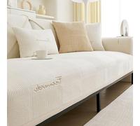 QOEUIUJ Coperta for Divano Fuzzy Moderno Decorativo for Sofa Piccolo e Grande, 1/2/3/4 Posti Universale Copertura Protettiva for Couch del Copridivani Soggiorno Forma di L/U(Beige,90x120cm/35x47in)