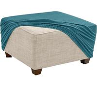 QOEUIUJ Copri Pouf Quadrato 80x80 50x50 100x100 75x75 60x60 40x40 Copertura Ottomana in Morbido Tessuto Jacquard Elasticizzato Protettiva per Poggiapiedi con Fondo Elastico(Turquoise Green,40"/100cm)