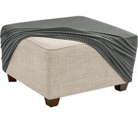 QOEUIUJ Copri Pouf Quadrato 80x80 50x50 100x100 75x75 60x60 40x40 Copertura Ottomana in Morbido Tessuto Jacquard Elasticizzato Protettiva per Poggiapiedi con Fondo Elastico(Grigio Scuro,24"/60cm)