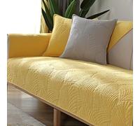 QOEUIUJ Rivestimento for Divano Angolare a L Copridivano in Velluto Spesso, Imbottito e Reversibile con Fodera Anti-Scadimento for Divani Modulari(Giallo,70x210cm/27x82in)