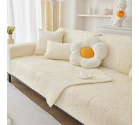 QOEUIUJ Rivestimento for Divano Angolare a L Copridivano in Velluto Spesso, Imbottito e Reversibile con Fodera Anti-Scadimento for Divani Modulari(Crema,70x210cm/27x82in)