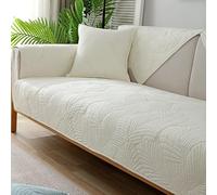 QOEUIUJ Rivestimento for Divano Angolare a L Copridivano in Velluto Spesso, Imbottito e Reversibile con Fodera Anti-Scadimento for Divani Modulari(Bianco,70x210cm/27x82in)