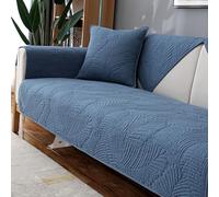 QOEUIUJ Rivestimento for Divano Angolare a L Copridivano in Velluto Spesso, Imbottito e Reversibile con Fodera Anti-Scadimento for Divani Modulari(Blu Scuro,70x210cm/27x82in)