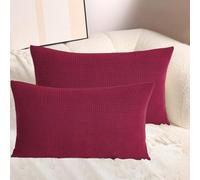 QOEUIUJ Set di 2 Federe Cuscino Pelose in Jacquard Estensibile Copri Cuscini Quadrato Copricuscino Rettangolare Protettore Cuscini Divano Letto Soggiorno Arredamento Casa(Borgogna,30x50 cm Pack of 2)