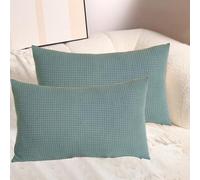 QOEUIUJ Set di 2 Federe Cuscino Pelose in Jacquard Estensibile Copri Cuscini Quadrato Copricuscino Rettangolare Protettore Cuscini Divano Letto Soggiorno Arredamento Casa(Verde,30x60 cm Pack of 2)