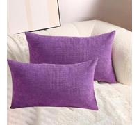 QOEUIUJ Set di 2 Federe Cuscino Pelose in Jacquard Estensibile Copri Cuscini Quadrato Copricuscino Rettangolare Protettore Cuscini Divano Letto Soggiorno Arredamento Casa(Purple,35x55 cm Pack of 2)