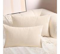 QOEUIUJ Set di 2 Federe Cuscino Pelose in Jacquard Estensibile Copri Cuscini Quadrato Copricuscino Rettangolare Protettore Cuscini Divano Letto Soggiorno Arredamento Casa(Beige,45x45 cm Pack of 2)