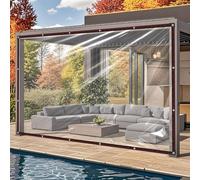 QOFLY 4X4M Telone Occhiellato Impermeabile Trasparente per Esterno,Teloni Impermeabili Occhiellati PVC,Tenda da Balcone in Plastica per Esterni, Antipolvere, Antipioggia,Faccia Multiuso Polietilene