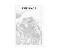 QOGDAF Kinshasa, poster su tela con mappa del Congo, decorazione artistica da parete per soggiorno e camera da letto, 40 x 60 cm