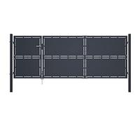 qohoio Cancello per Giardino in Acciaio 350x125 cm Antracite,Cancello per Giardino,Cancelli ad Anta Battente,Cancello per Giardino Esterno-144537