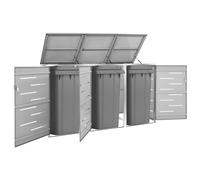 qohoio Copribidone per Spazzatura Triplo 207x77,5x115 cm in Acciaio Inox,Copribidone Spazzatura Esterno,Accessori per Contenimento Rifiuti,Strutture per Contenitori Rifiuti-149560