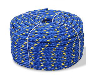 qohoio Corda in Polipropilene 16 mm 50 m Blu,Corda,Corda Intrecciata,Cima per Ancoraggio e Ormeggio-143829