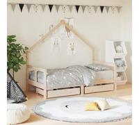 qohoio Giroletto per Bambini con Cassetti 80x160cm Legno Massello Pino,Mobili,Mobili per bebè e bimbi,Lettini e letti per bimbi -834543
