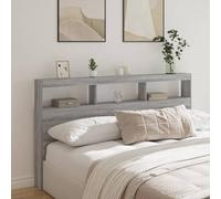 qohoio Testiera con Contenitore a LED Grigio Sonoma 180x17x102 cm,Testiera Moderna,Testiera,Testiere Letto,Testiera del Letto -839215