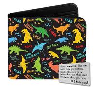 Qoibraze Portafoglio per bambini a due volte per ragazzi 6-8 9-12 12-14, grazioso portafoglio in pelle con tasca per monete e porta contanti e carte, Dinosauro-cool