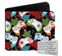 Qoibraze Portafoglio per bambini a due volte per ragazzi 6-8 9-12 12-14, grazioso portafoglio in pelle con tasca per monete e porta contanti e carte, Gamepad - bianco