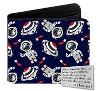 Qoibraze Portafoglio per bambini a due volte per ragazzi 6-8 9-12 12-14, grazioso portafoglio in pelle con tasca per monete e porta contanti e carte, Astronauta-carino