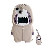 QoKcoahn Caso per iPhone 11, Carino 3D Kawaii Phone Cases Divertente Maglione Shark Cartoon Cover con portachiavi Soft Silicone Gel Drop Protector per iPhone 11