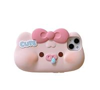 QoKcoahn Caso per iPhone 11, Carino 3D Kawaii Phone Custodie Divertente Arco di maiale Cartoon Cover with Keychain Soft Silicone Gel Drop Protector per iPhone 11