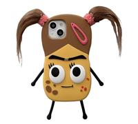 QoKcoahn Custodia compatibile con iPhone 15 Pro Max, simpatica custodia 3D Kawaii con divertente motivo ragazza brutta intrecciata con portachiavi, in morbido gel di silicone, protezione contro le