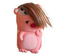 QoKcoahn Custodia compatibile con iPhone 17 Pro Max, adorabile 3D, kawaii, divertente, brutti castori, custodia a forma di ciondolo con catenina, morbido silicone in gel, protezione anti-caduta, per