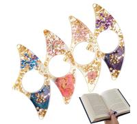 qokeeu Book Page Holder - Set da 4 Segnalibri Artistici Fiori in Resina per Lettura - Segna Libri con Anello Apripagine - Per Insegnanti Amici Lettori Bibliotecari Apprezzamento Compleanno Natale San