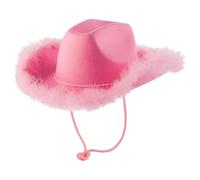 qokeeu Cappello da cowboy da donna a tesa larga in feltro rosa | Cappello alla pescatora da donna, per feste, concerti all'aperto, viaggi, festival, servizi fotografici in maschera
