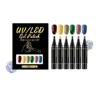 qokeeu Set di 6 pennarelli per , per , per , strumenti per manicure, pennarelli 3D in gel per pittura unghie, penne ad asciugatura rapida per fai da te