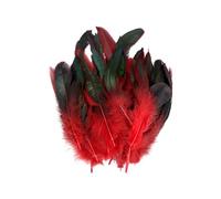 QOKLIYUI 50 pacchi/Lotto Mestieri di Piume Fai-da-Te Realizzati con Fibra per Una Bellezza duratura Piuma di Gallo Naturale Piume Colorate Facile, Grande Rosso