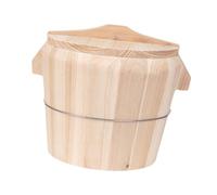 QOKLIYUI Secchiello per servire il riso con coperchio, secchiello per riso in legno lucidato a mano, utensile da cucina Per unico nel suo genere, in legno, con coperchio, Diametro superiore 21 cm