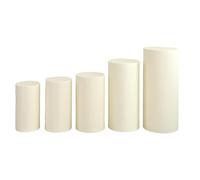 QOKLIYUI Set da 5 pezzi, coprizoccolo per tovaglia da dessert cilindrica ad elasticità, coprizoccolo per cilindro facile decorare, resistente e morbido, Beige Bianco