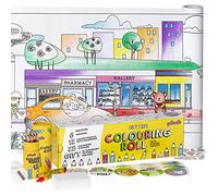 qollorette Set Pittura Bambini - Kit Disegno con Rotolo Carta, Matite Colorate, Pastelli a Cera e Adesivi Vita di Città - Lavoretti Creativi per Bambini, 480 x 29cm (16 feet)