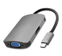 Qoltec 50380 hub di interfaccia USB 3.0 (3.1 Gen 1) Type-C Grigio - Hubs & Hub (USB 3.0 (3.1 Gen 1) Type-C, HDMI,VGA, Grigio, Nero, 0,21 m, 66 mm)