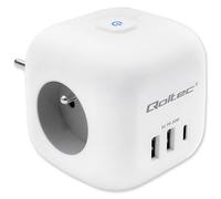 Qoltec alimentatore di prolunga 6 in 1 con interruttore illuminato | 3x AC | 2x