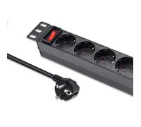 Qoltec Aluminium-Stromschienen-PDU für RACK 10'' | 1U | 16A | 4xSCHUKO | 1,8m