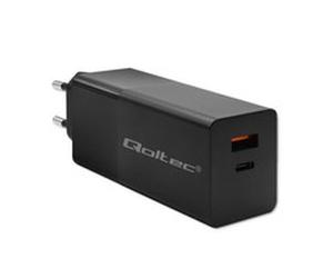 Qoltec GaN POWER PRO Charger 1xUSB-c 1xUSB 100W 5-20V Black Caricabatteria 52382